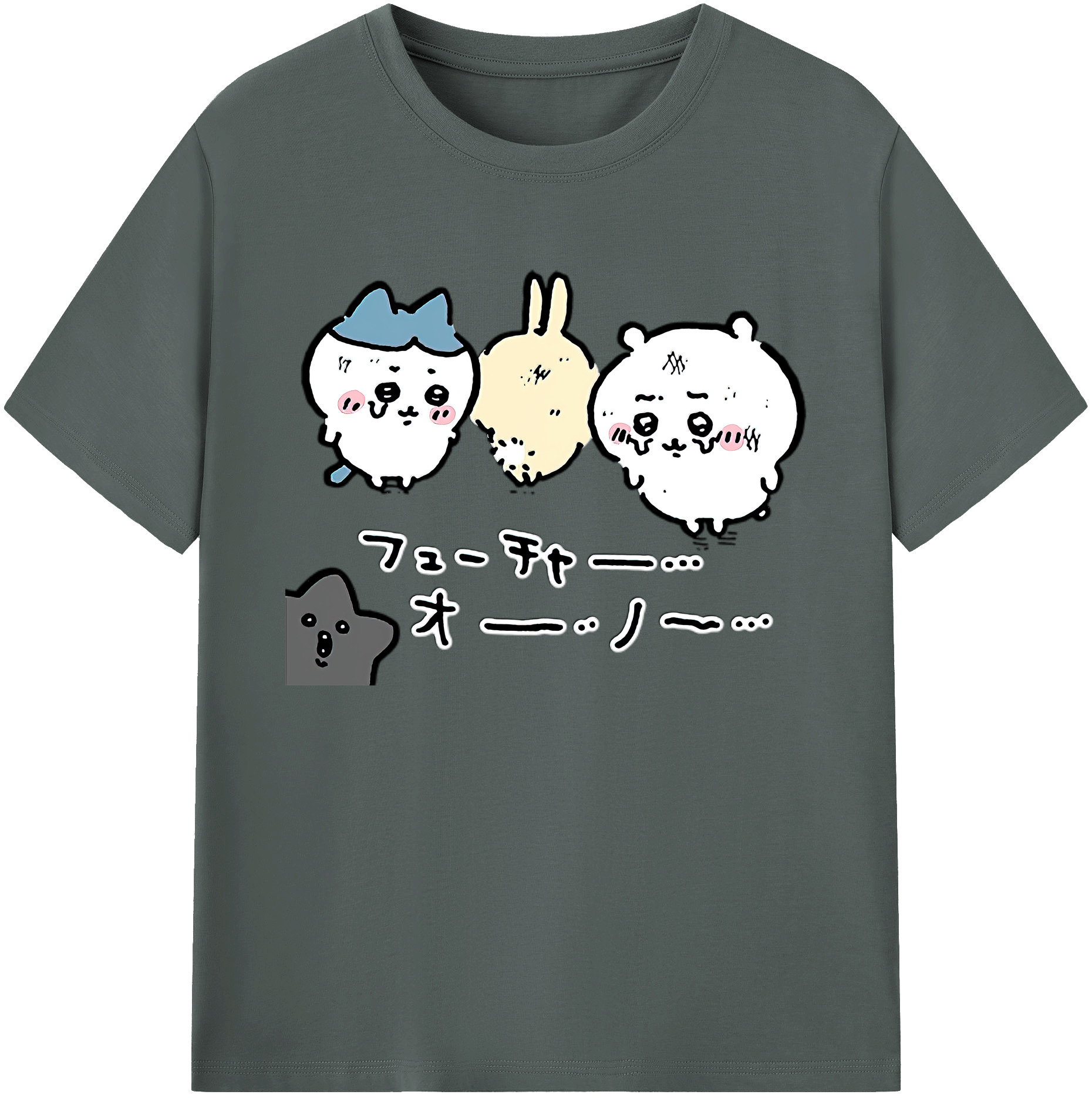 （画像用） ちいかわ ハチワレ Chii-kawa hachiware 綿100％ メンズ半袖Tシャツ｜肌触りやわらか＆通気性